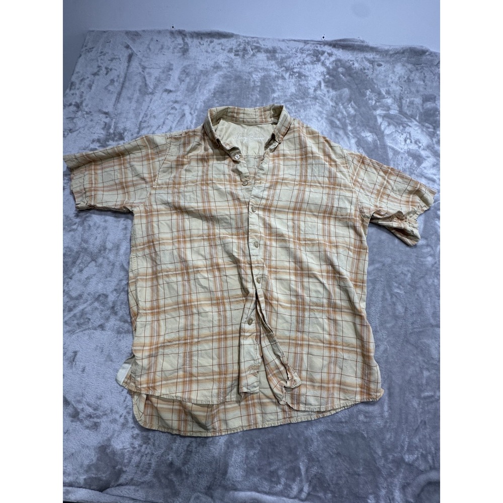 Tommy Bahama Men's Shirt Size Large Plaid 100% Silk Embroidered Neckline Vintage